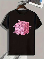 Cube Print Men's Graphic T shirt Casual Comfy Tees For Summer