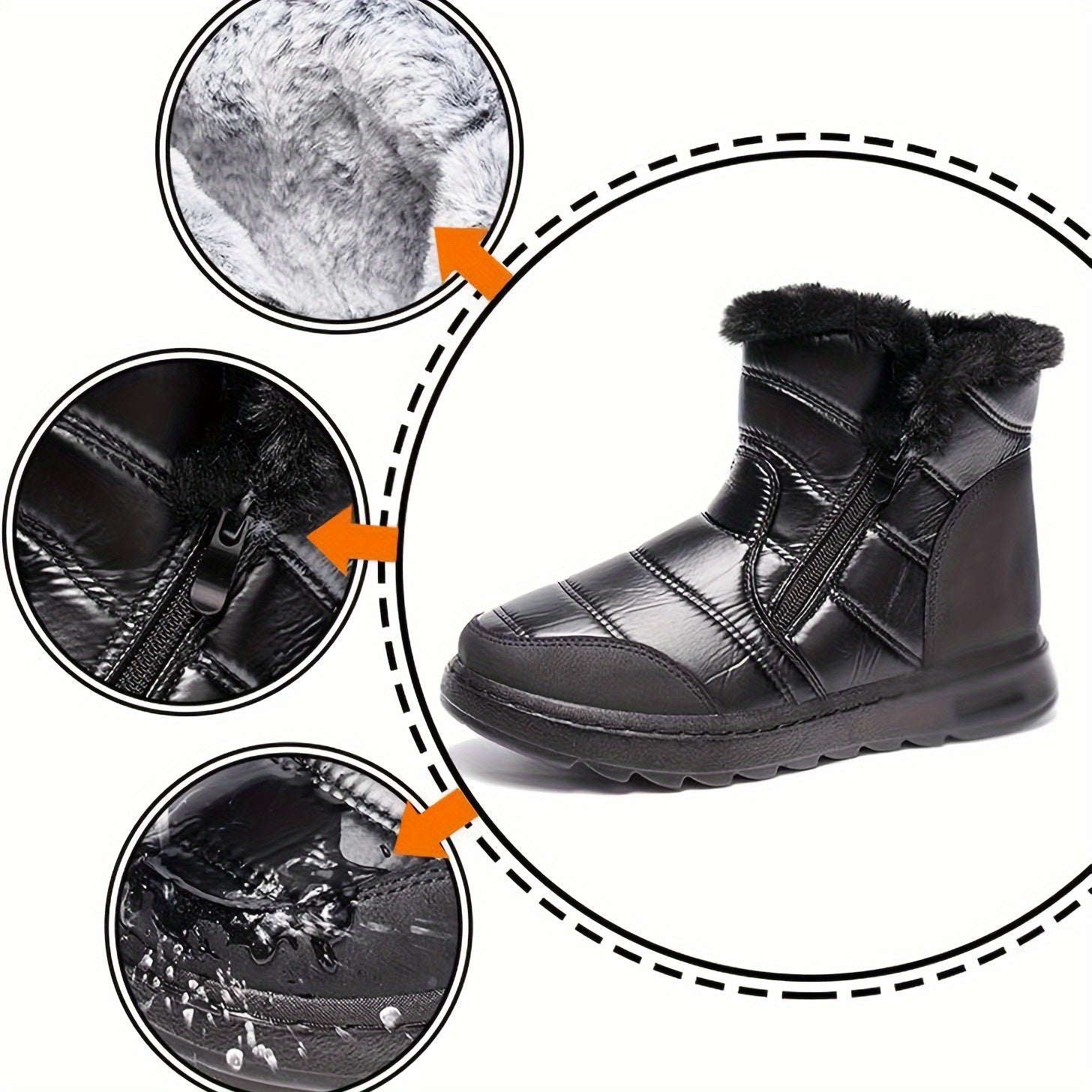 Women's Warm Fur Lined Winter Snow Boots Waterproof Ankle Boots