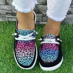 Leopard Pattern Flat Shoes Women's Casual Lightweight Soft Walking Shoes