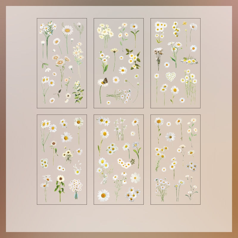 6pcs Nature Book Series Scrapbook Sticker Pack Plant Flower Retro Paper