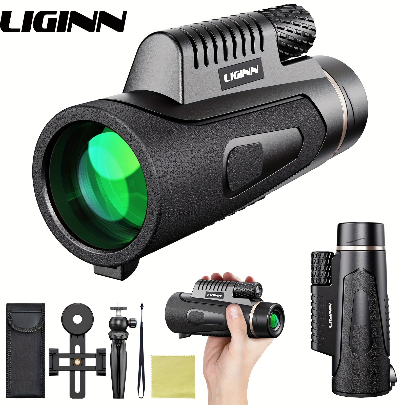 12x50 Monocular Telescope with Smartphone Holder, Upgraded Tripod