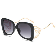 OOLVS Big Frame Butterfly Sunglasses UV Protection Metal Leg Gafas De Sol