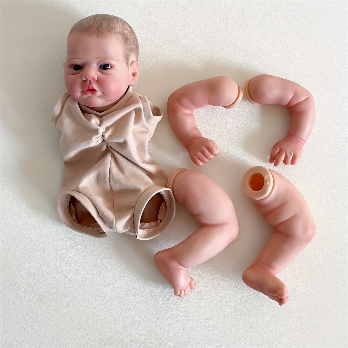 19 Inch Unassembled Reborn Doll Kit DIY Cloth Body Visible Veins Hand Drawn Hair