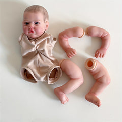 19 Inch Unassembled Reborn Doll Kit DIY Cloth Body Visible Veins Hand Drawn Hair