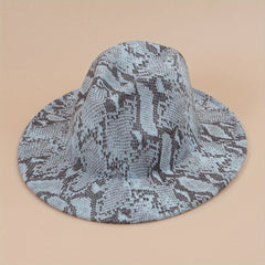 Snake Pattern Woolen Top Hat Big Brim Jazz Hat