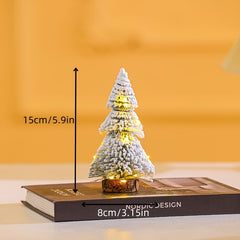 Tower Shaped Flocked Cedar Tree Tabletop Christmas Tree Decorations