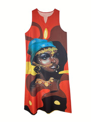 Cartoon Print Maxi Tank Dress