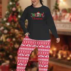 Christmas Pajamas Set Women's Tee & Striped Pants Lounge