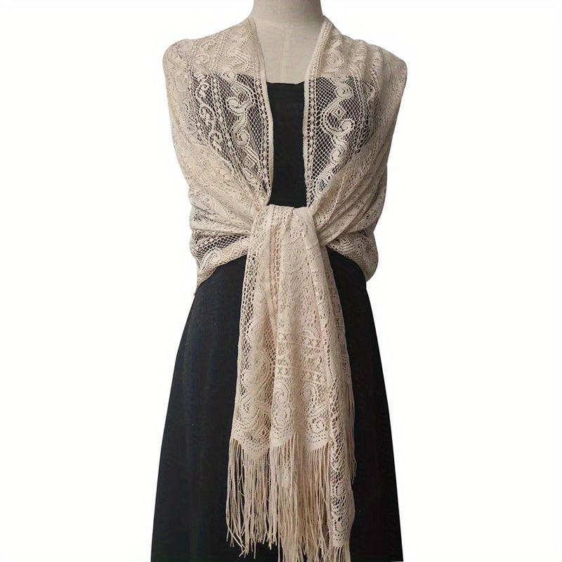Floral Lace Scarf Tassels Shawl Bridesmaid Cover Up Wraps