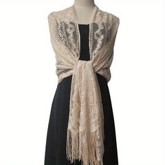 Floral Lace Scarf Tassels Shawl Bridesmaid Cover Up Wraps