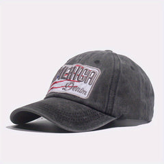 Washed Alphabets Embroidery Baseball Cap Breathable Peaked Cap