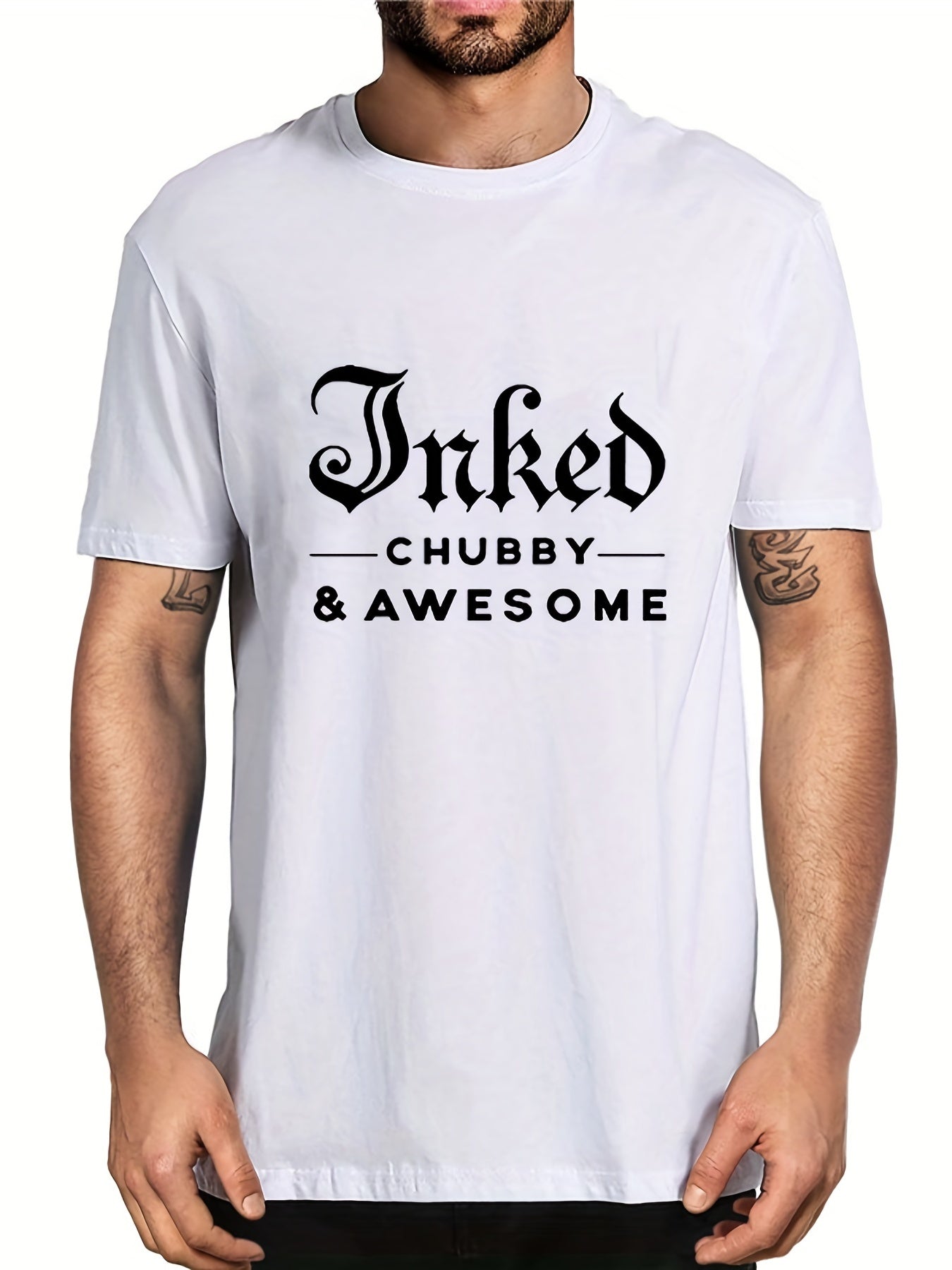 Men's Chubby & Awesome Print T-shirt for Summer Outdoor