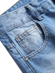 Men's Ripped Slim Fit Jeans Straight Leg Wash Denim Pants
