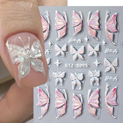 4pcs 5D Embossed Butterfly Nail Art Stickers Self Adhesive Nail Art Supplies