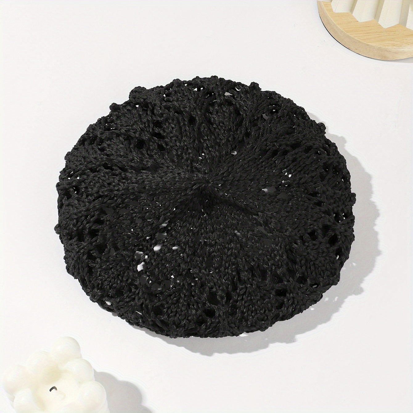 Vintage Crochet Hollow Out Beret Octagonal Hat