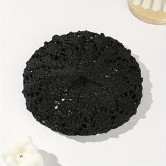 Vintage Crochet Hollow Out Beret Octagonal Hat