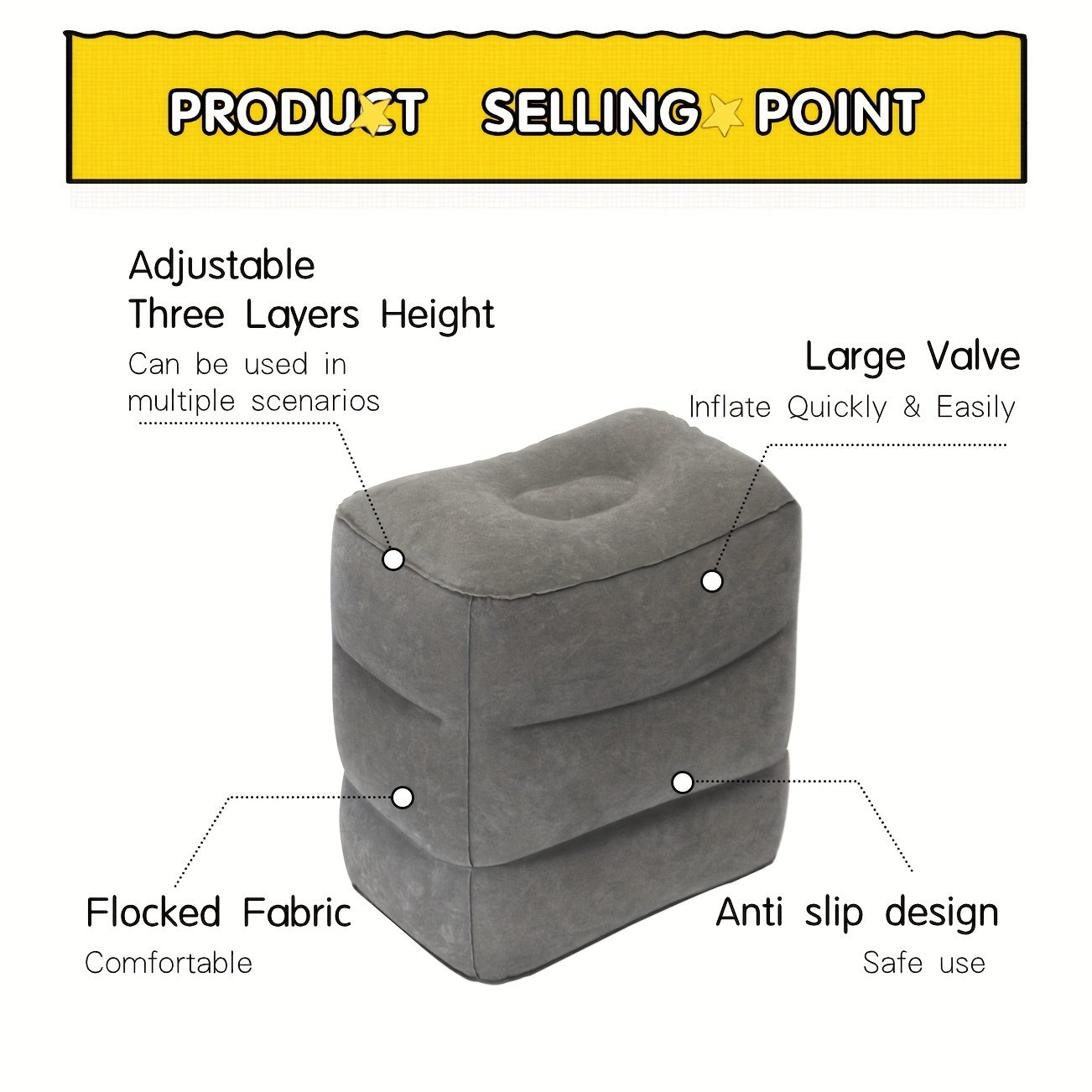 Adjustable Inflatable Travel Foot Rest with Storage Bag