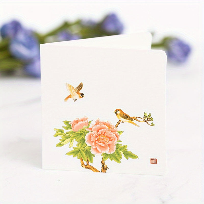 Chinese Style Flower And Bird Greeting Card Thank You Blessing