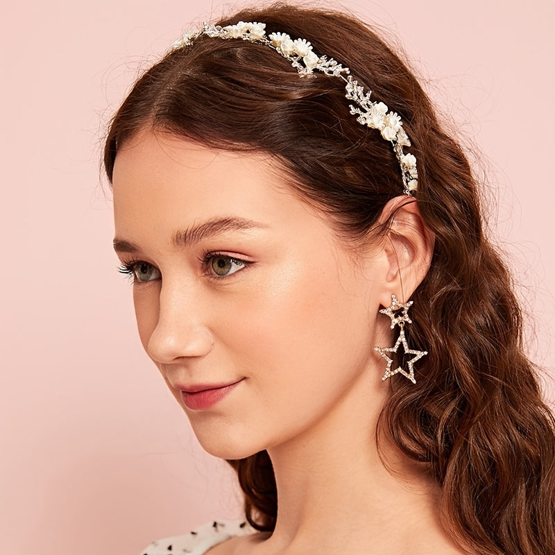 Rhinestone Faux Pearl Flower Headband Bridal Head Piece