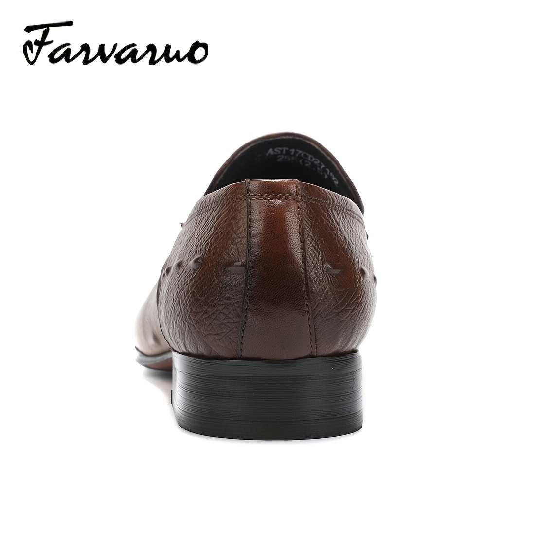FARWARWO Coffee Leather Croc Oxford Shoes Pointed Toe Formal Dress Shoes