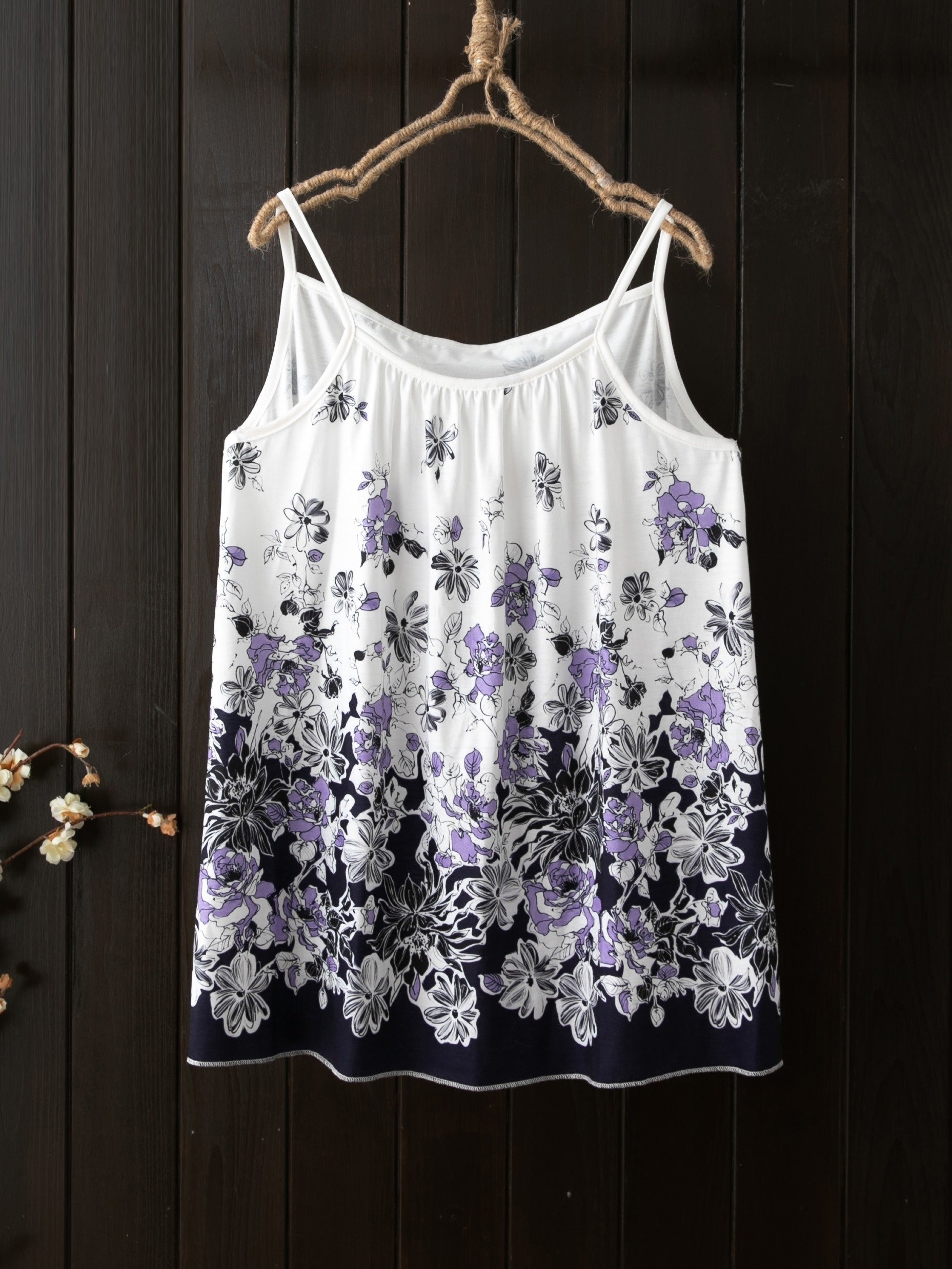 Floral Print Plus Size Cami Top Medium Stretch