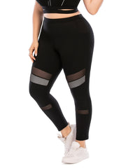 Solid Yoga Sports Leggings With Pocket Women's Plus Medium Stretch