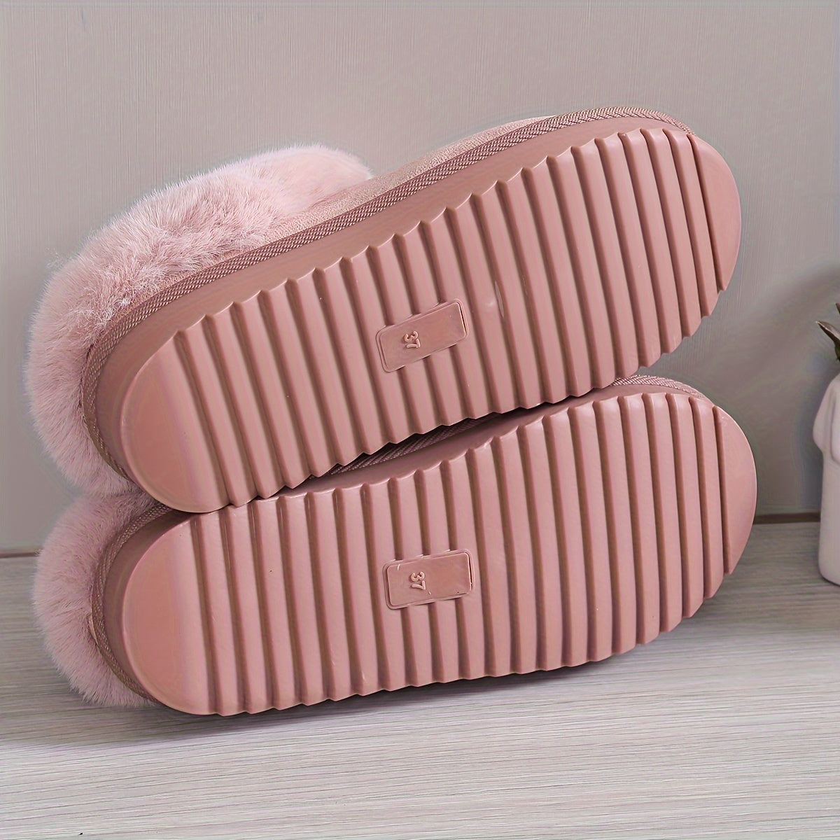 Women's Fuzzy Trim Snow Boots Slip on Comfortable Slippers