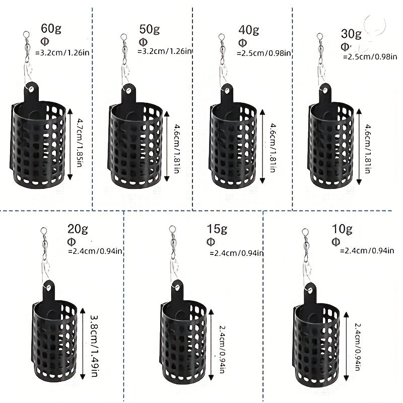 Metal Fishing Feeder With Swivel Snap Ring Bait Cage