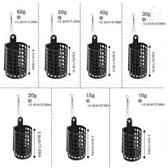 Metal Fishing Feeder With Swivel Snap Ring Bait Cage