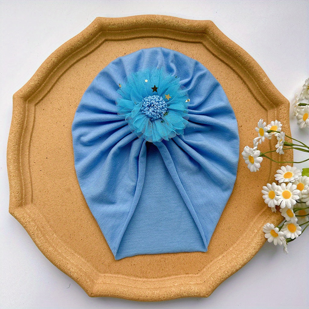 Soft Elastic Strip Flower Baby Hat For Girl