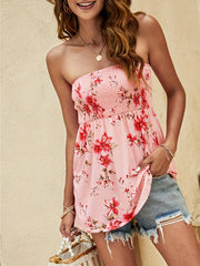 Floral Print Tube Top Sleeveless Strapless Summer Women's Clothing