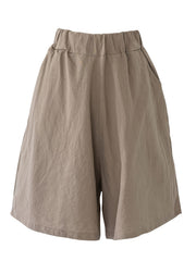 Solid Elastic Waist Shorts for Women