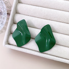 Green Spray Paint Argyle Stud Earrings for Girls