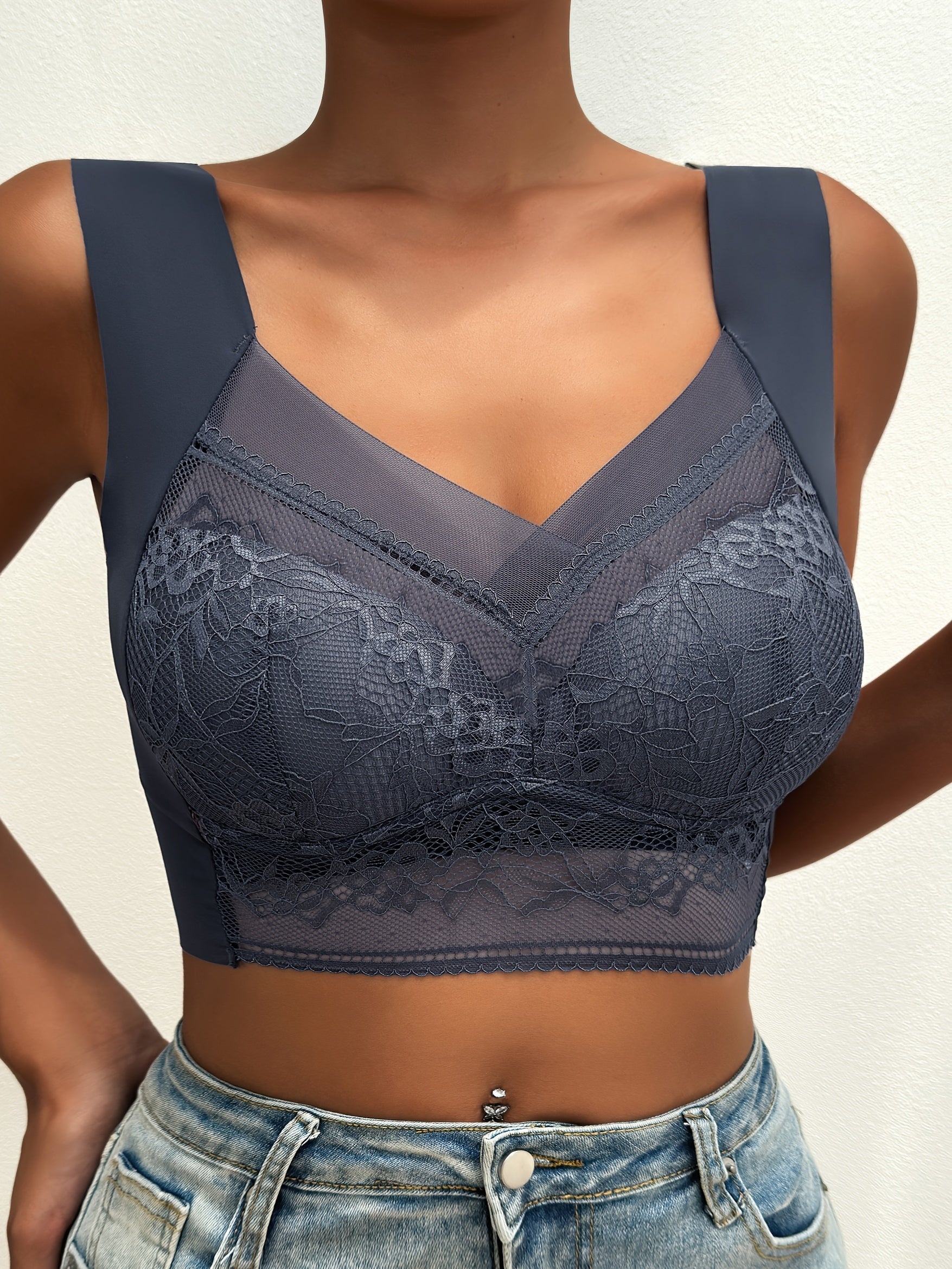 5pcs Lace Wireless Bras Full Coverage Women's Lingerie