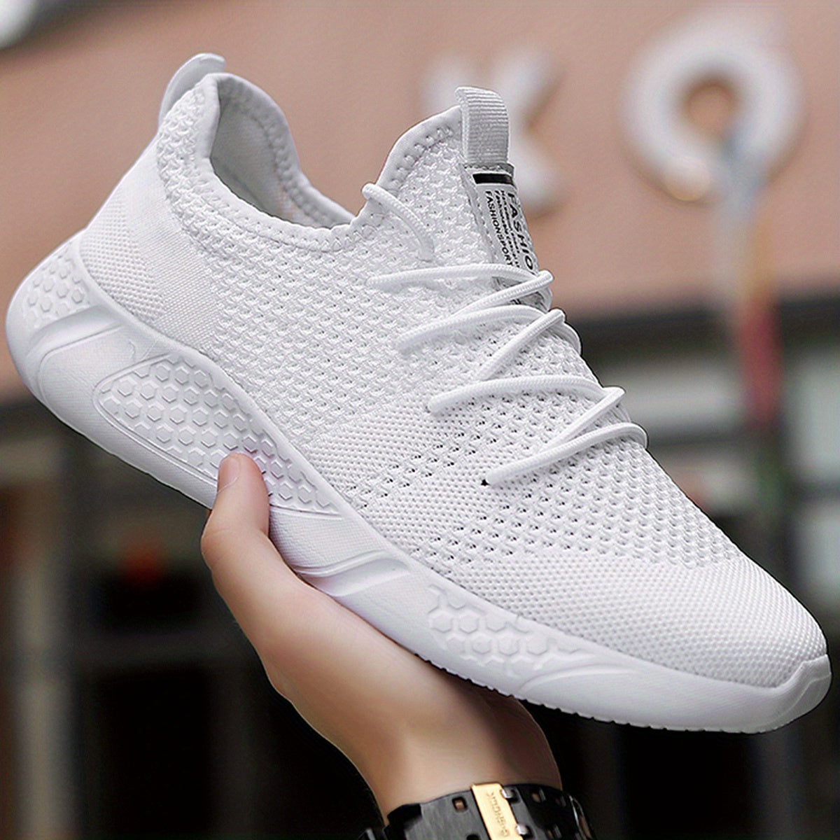 Women's Letter Patched Running Shoes Lace Up Outdoor Casual Sneakers