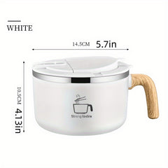 1200ml Stainless Steel Noodle Bowl with Lid & Handle