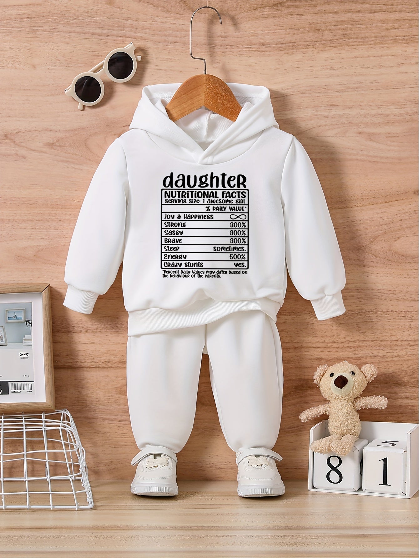 Baby Daughter List Letter Print Hoodie Pants Set