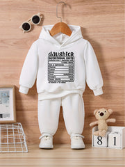 Baby Daughter List Letter Print Hoodie Pants Set