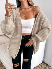 Solid V Neck Button Up Cardigan Long Sleeve Sweater Women's Clothing