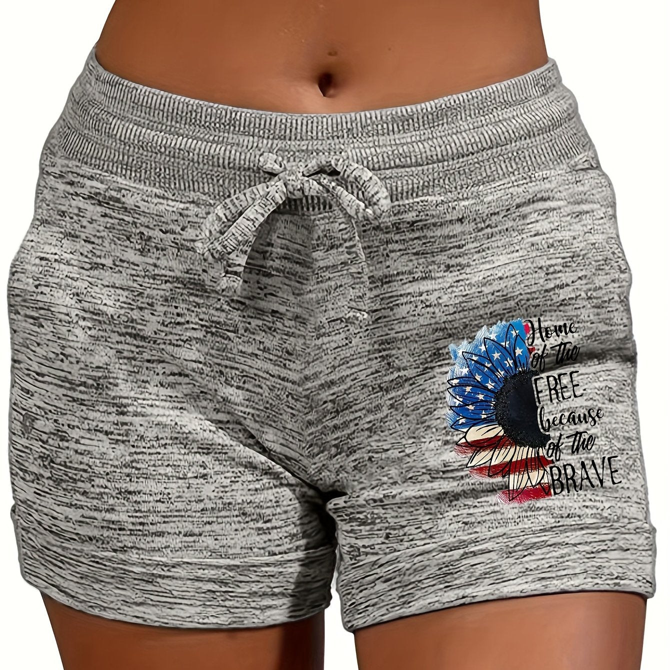 Flag Print Drawstring Shorts Women's Casual Shorts