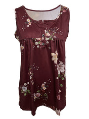 Floral Print Button Tank Top Sleeveless V Neck Tank Top