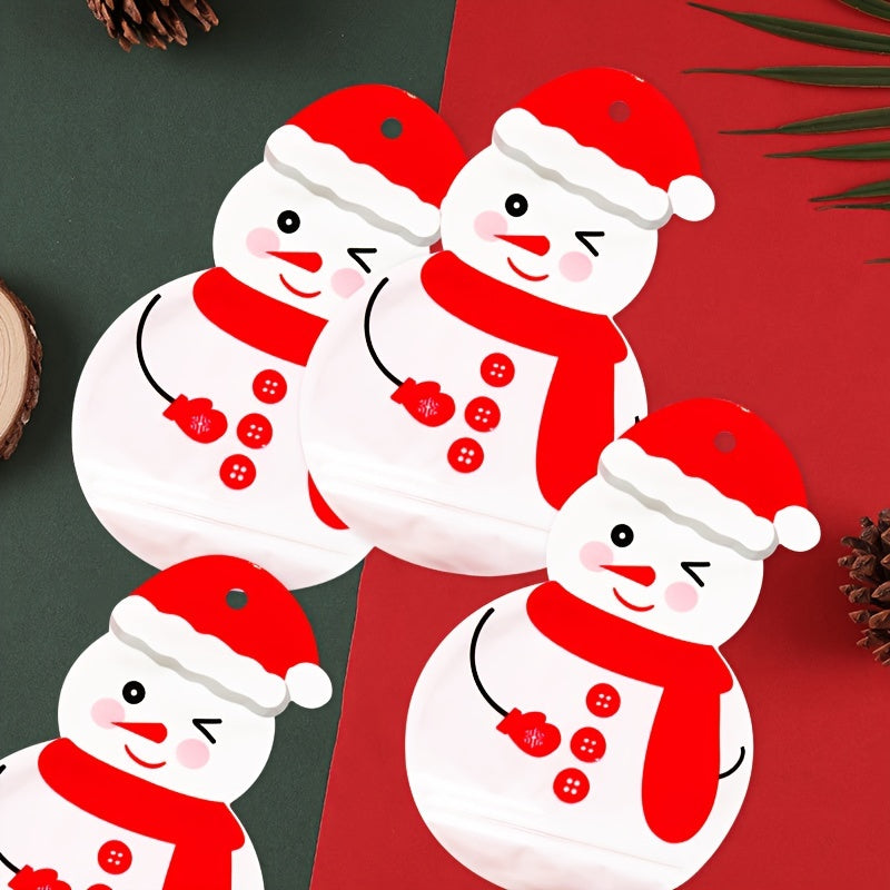 10pcs Christmas Snowman Candy Ziplock Bags - Party Decoration Packaging