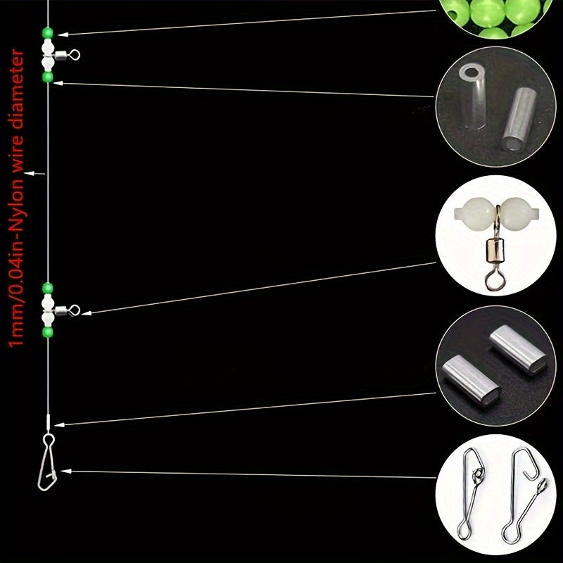 2pcs Nylon Line Luminous Beads Swivels Fishing Tackle