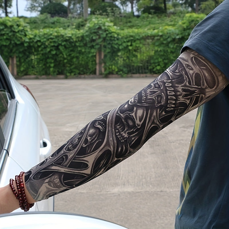 Men's Skull Tattoo Arm Sleeves Nylon Sun Protection