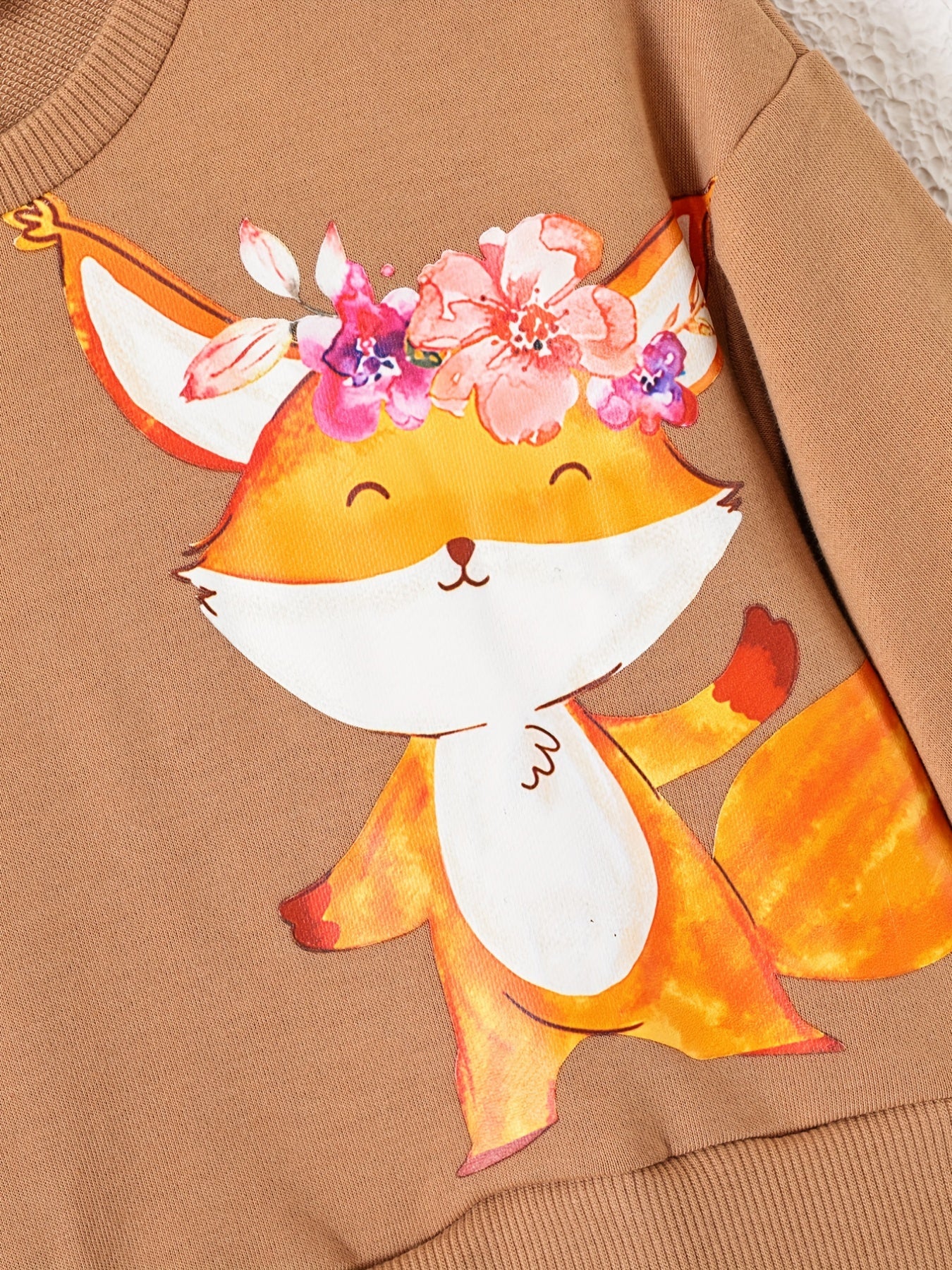 Girls' Fox Graphic Sweatshirt Dress for Autumn