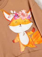 Girls' Fox Graphic Sweatshirt Dress for Autumn
