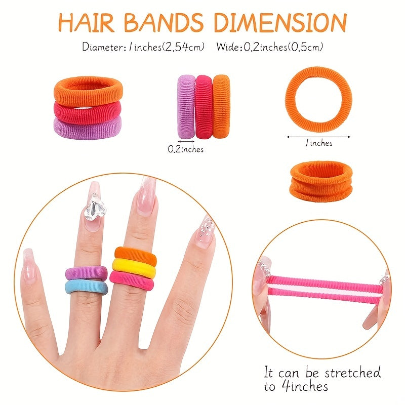 100pcs Candy Elastic Hair Ties Girls Hair Accessories Holiday Gift