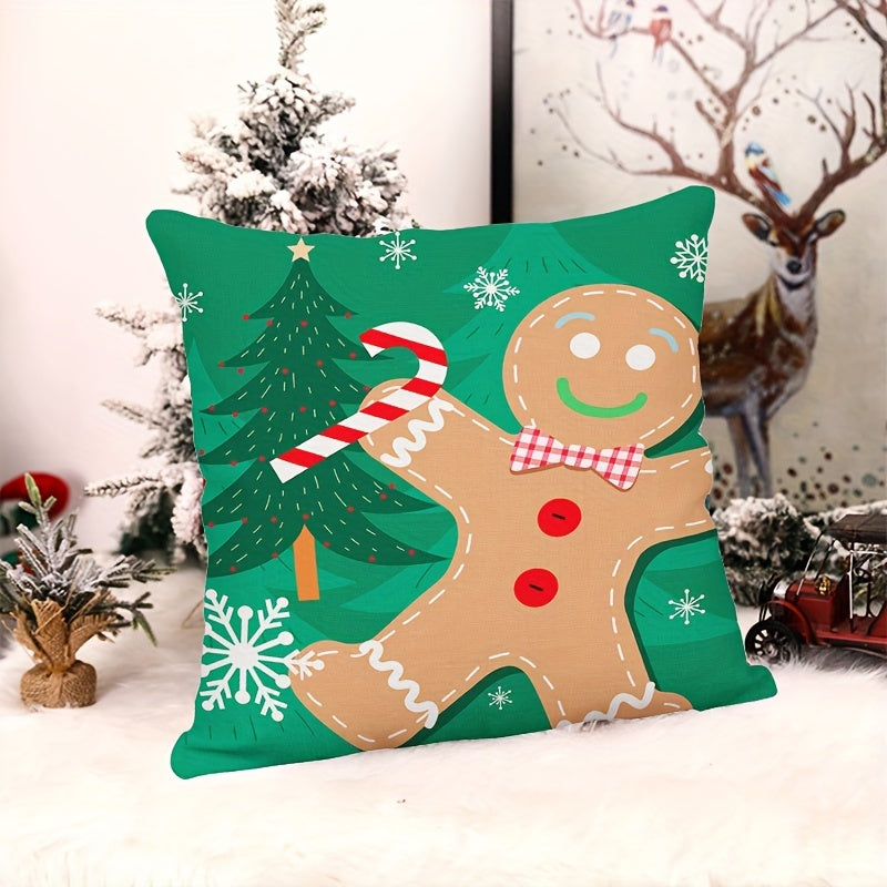 Gingerbread Man Short Plush Pillowcase for Christmas Party