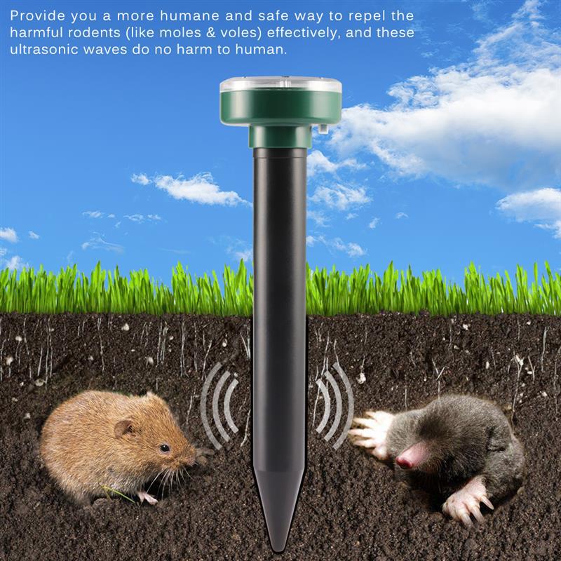 Solar Mole Repellent Stakes Waterproof & Ultrasonic