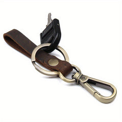Retro Leather Antique Bronze Car Keychain For Men
